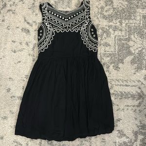 Black & White Embroidered Mini Dress